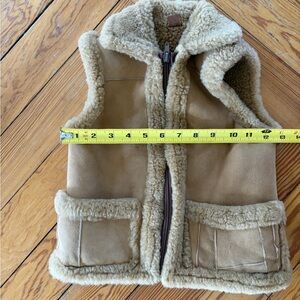 Beige Shearling Lined Suede Vest sheepskin